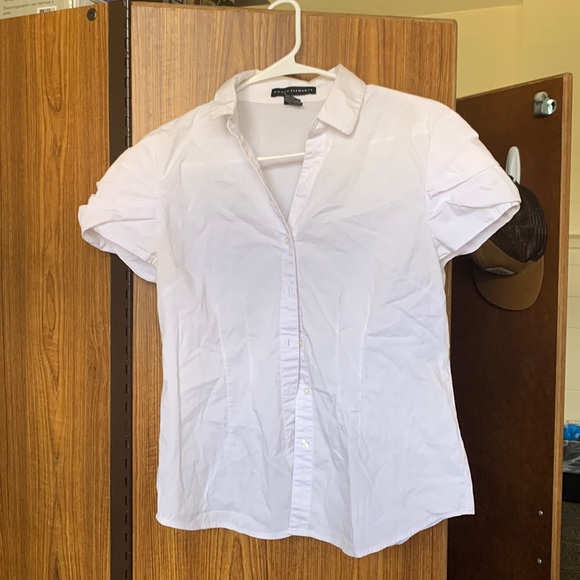 White Button-Up with Ruffle Sleeves - Picture 1 of 3